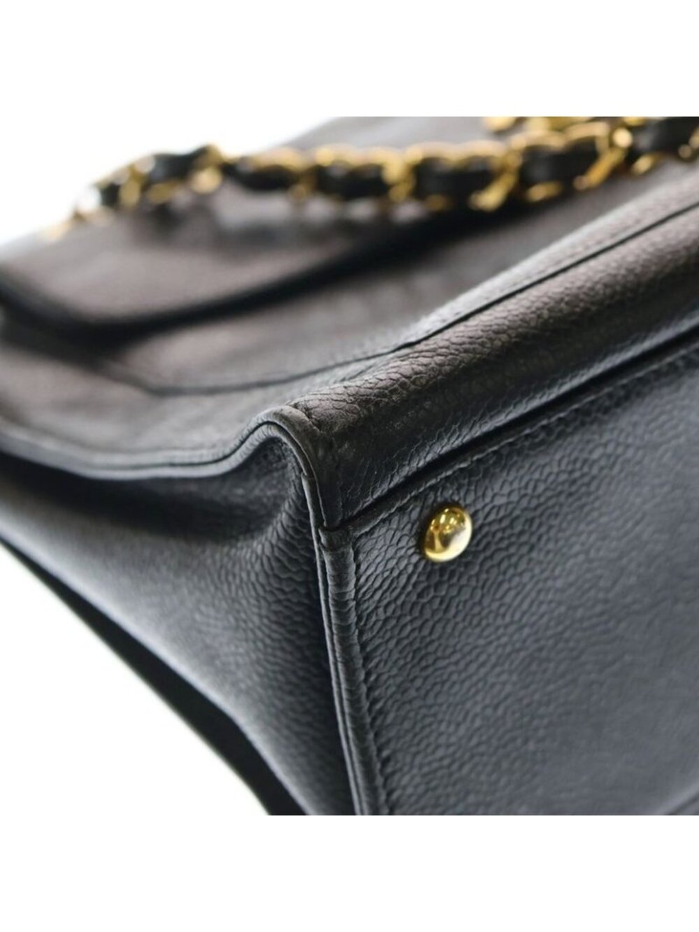 Chanel CC Logo Chain Tote Black Caviar Leather Gold - Picture 5 of 6